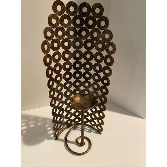 Bronzed Metal Candle Holder Wall Sconce Ornate Modern Industrial, Free Standing - Picture 2 of 9